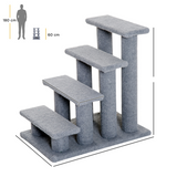 Pawhut 4-Step Pet Ramp Stairs with Faux Fur Cover – Safety Climbing Steps for Cats and Dogs, Grey