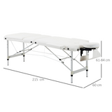 HOMCOM Folding PVC Leather Massage Table with Aluminium Frame & Removable Headrest – Adjustable Beauty Bed