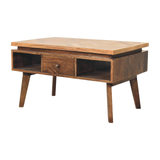 Artisan Furniture Solid Wood Coffee Table with 1 Drawer, Granary Royale Top & Nordic Legs – Classic Grey