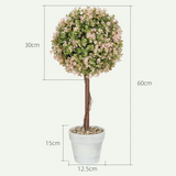 HOMCOM Set of 2 Decorative Artificial Plants, Cream White