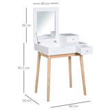 HOMCOM Dressing Table Desk with Flip-Up Mirror & 2 Storage Drawers – Bedroom Vanity and Writing Desk, White