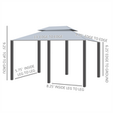 Patio Gazebo with 2-Tier Polyester Canopy & Powder-Coated Steel Frame – Extra-Large Garden Shelter, Sage Grey
