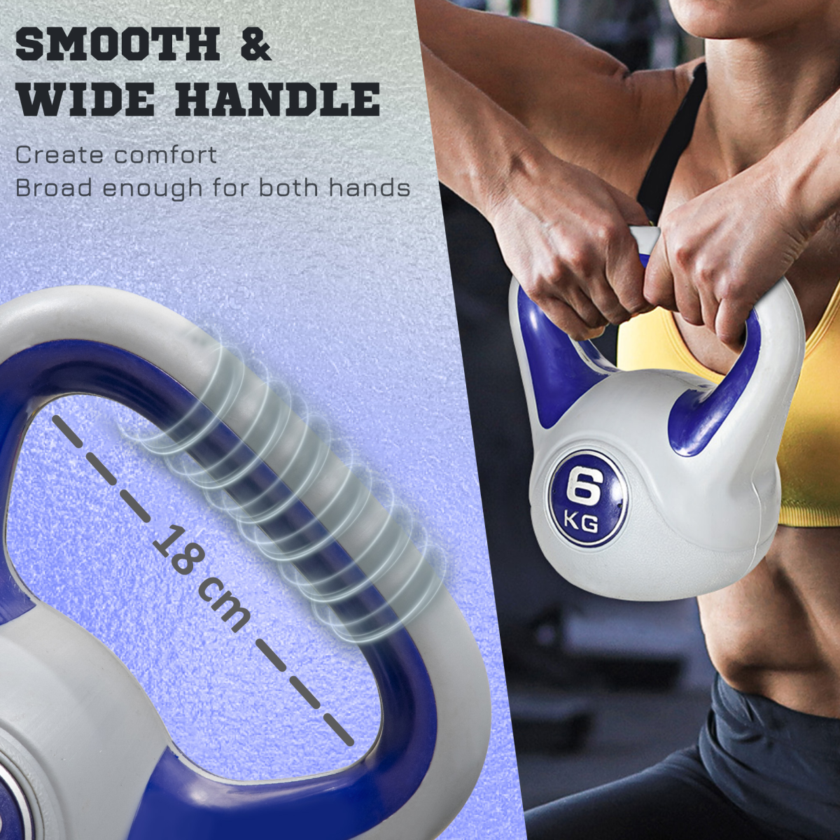 SPORTNOW 6kg Kettlebell with Wide Handle & Flat Base – Home Gym Strength Training Weight, Purple and Grey