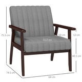 HOMCOM Modern Upholstered Accent Armchair with Padded Seat & Armrests – Bedroom or Living Room, Grey