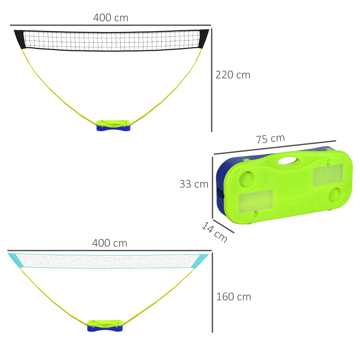 SPORTNOW Portable Badminton & Volleyball Net Set with Rackets, Shuttlecocks & Carry Case – Adjustable Garden Game