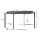 Outsunny 3x3m Metal Pergola with Retractable 135° Louvred Roof & UV50+ Protection – Garden Patio Shelter, Grey