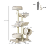 Pawhut Multi-Level Large Cat Tree with Sisal Scratching Posts, Perches and Tunnel – Play Centre, Beige