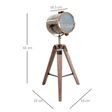 HOMCOM Industrial Tripod Lamp – Wood & Bronze