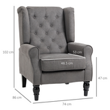 HOMCOM Retro Tufted Club Armchair with Padded Seat & Solid Wood Legs – Vintage Accent Chair, Dark Grey