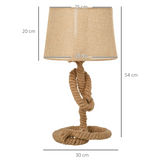 HOMCOM Hemp Rope Table Lamp with Linen Shade – Beige