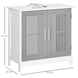 kleankin Modern Under Sink Cabinet with 2 Slatted Doors – Bathroom Vanity Storage Unit, White