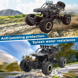 4DRC 1:12 Rock Crawler RC Off-Road Truck, 4WD with Metal Shell, LED Headlights & 2 Rechargeable Batteries