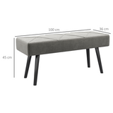 HOMCOM Velvet-Feel End of Bed Bench with Steel Legs – Upholstered Bedroom, Hallway or Window Seat, Grey