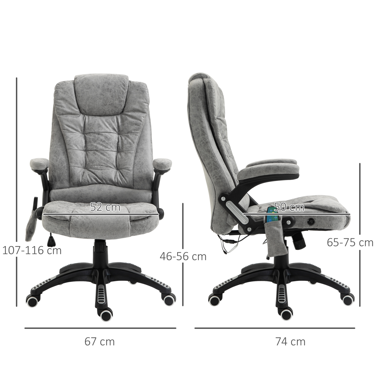 Executive Reclining Office Chair with Heated Massage & Headrest – Swivel Home Office Chair, Grey