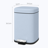 HOMCOM 12L Metal Pedal Bin with Soft-Close Lid, Hands-Free Foot Pedal – Compact Kitchen Bin, Light Blue