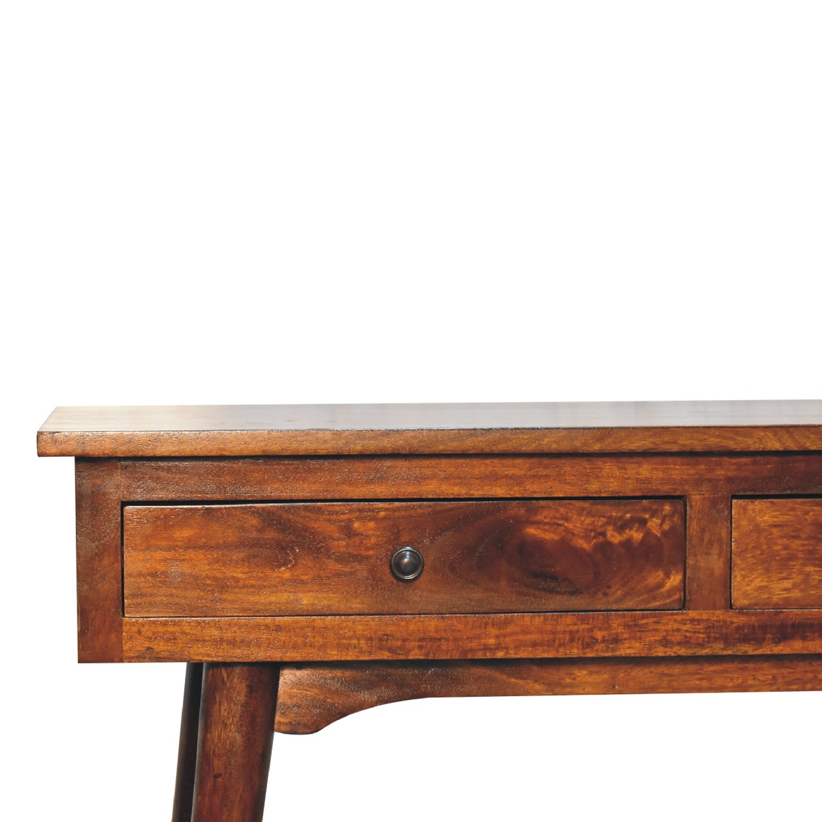 Artisan Furniture Solid Mango Wood Chestnut Hallway Console Table with 2 Drawers, Dark Brown