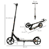 HOMCOM Foldable Kids Kick Scooter with Adjustable Height, Rear Brake and 8-Inch Wheels