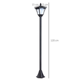 Solar Garden Post Lamp – Dimmable LED Bollard, 1.2m, Black