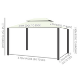 Outsunny 3 x 4m Aluminium Frame Gazebo with Vented Roof, Mesh Netting & Curtains – Garden Shelter, Cream White