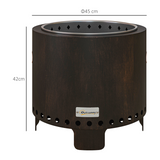 Outsunny 45cm Smokeless Wood Burning Fire Pit – Secondary Combustion Metal Firepit with Poker, Black