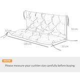 Outsunny 2 Seater Garden Bench Cushion with Ties – Large Padded Swing Chair Seat Pad, 110 x 120cm