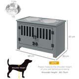 PawHut Raised Dog Bowls with Storage Stand, 2 x 2000ml Steel Bowls – Feeding Station for Large Dogs, Grey