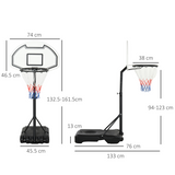 HOMCOM Poolside Basketball Hoop and Stand with Height-Adjustable Hoop 94-123cm, Water or Sand Fillable Base