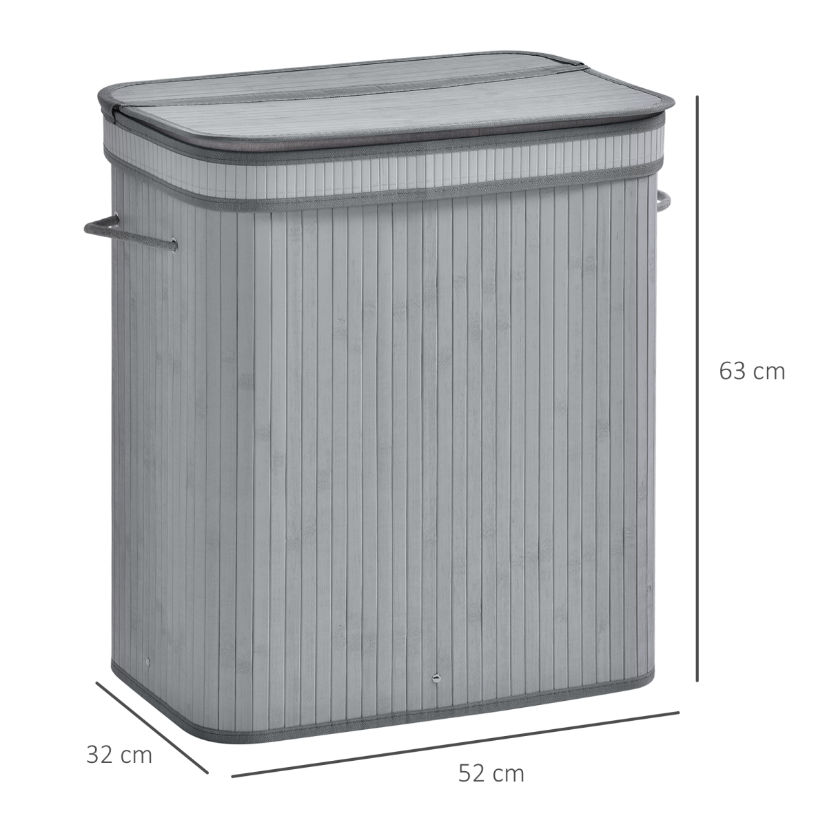 HOMCOM 100L Bamboo Laundry Basket with Flip Lid and Removable Lining – Water-Resistant Hamper, Grey