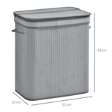 HOMCOM 100L Bamboo Laundry Basket with Flip Lid and Removable Lining – Water-Resistant Hamper, Grey