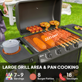 Outsunny 5 Burner Gas Barbecue Grill with Side Burner, Lid and Thermometer – Portable BBQ, Black