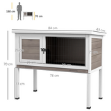 PawHut Large Elevated Wooden Rabbit Hutch with Asphalt Roof and Removable Tray – Indoor Outdoor Pet House