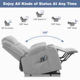 Electric Riser Recliner Chair with 8-Point Massage & Heat – Grey Fabric Lift Chair for Less Mobile Users