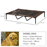 Pawhut Elevated Dog Bed with Breathable Oxford Fabric & Storage Bag – Portable Raised Pet Cot, Brown
