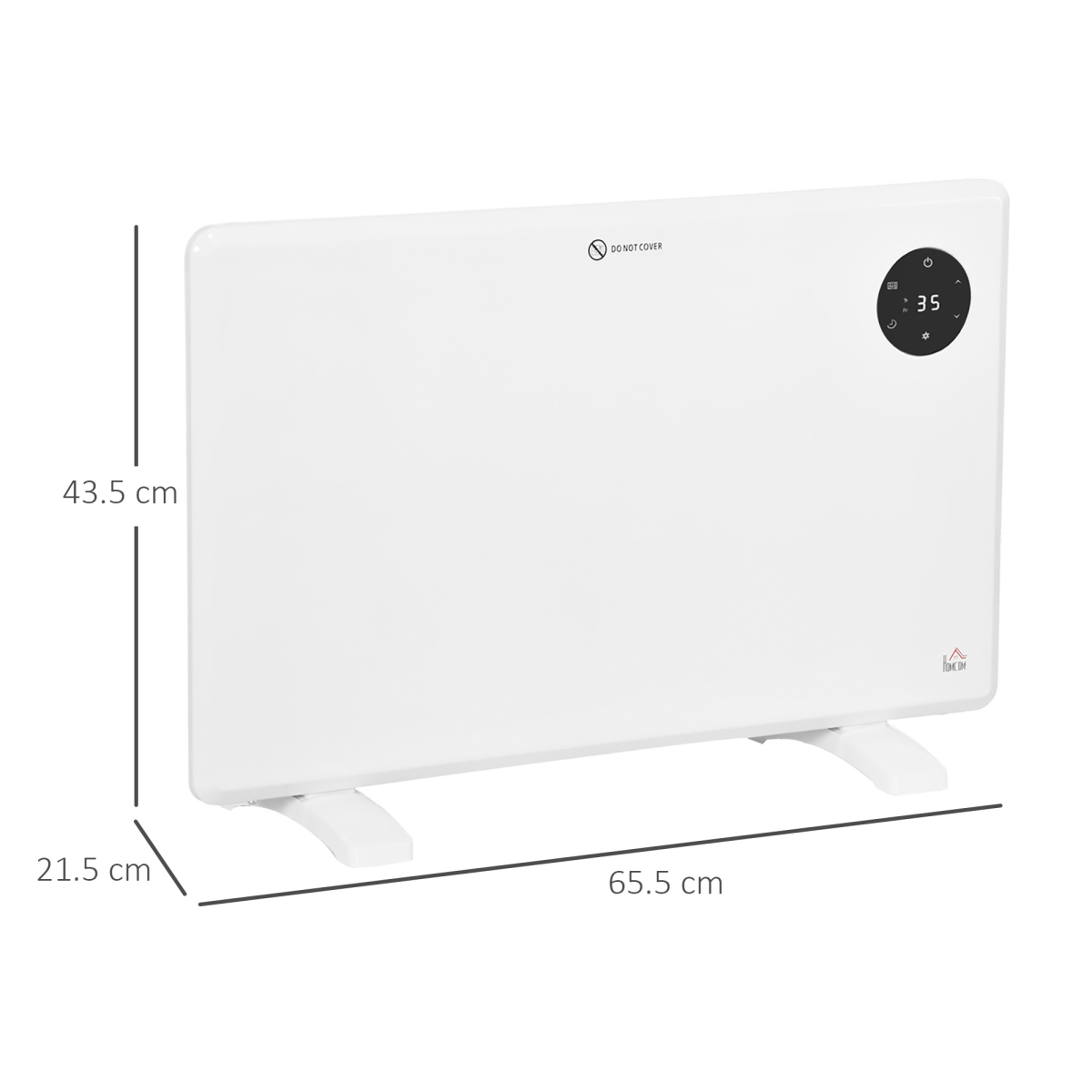 HOMCOM 1200W Electric Convector Heater with Quiet Fanless Design & LED Display – Freestanding or Wall Mounted, White
