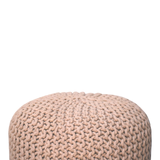 Artisan Furniture Keeva Round Footstool with Woven Top & Oak-Ish Nordic Legs – Light, Compact Seat, Beige
