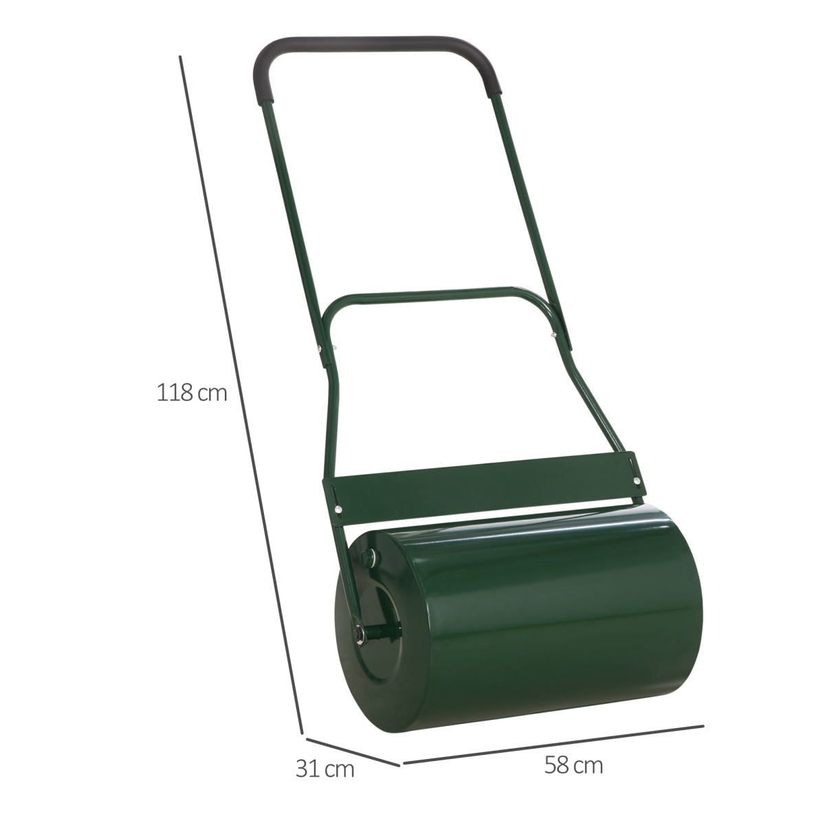 Outsunny Steel Lawn Grass Roller, 50L Water or Sand Fillable – Garden Roller with Rubber Handle, Green