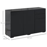 Gloss & Matte Side Cabinet with 2 Doors & 2 Drawers – Black Home Office Storage