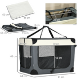 Pawhut 91cm Foldable Pet Carrier with Cushion & 3 Zipped Doors – Soft Bag for Large Dogs and Cats, Grey