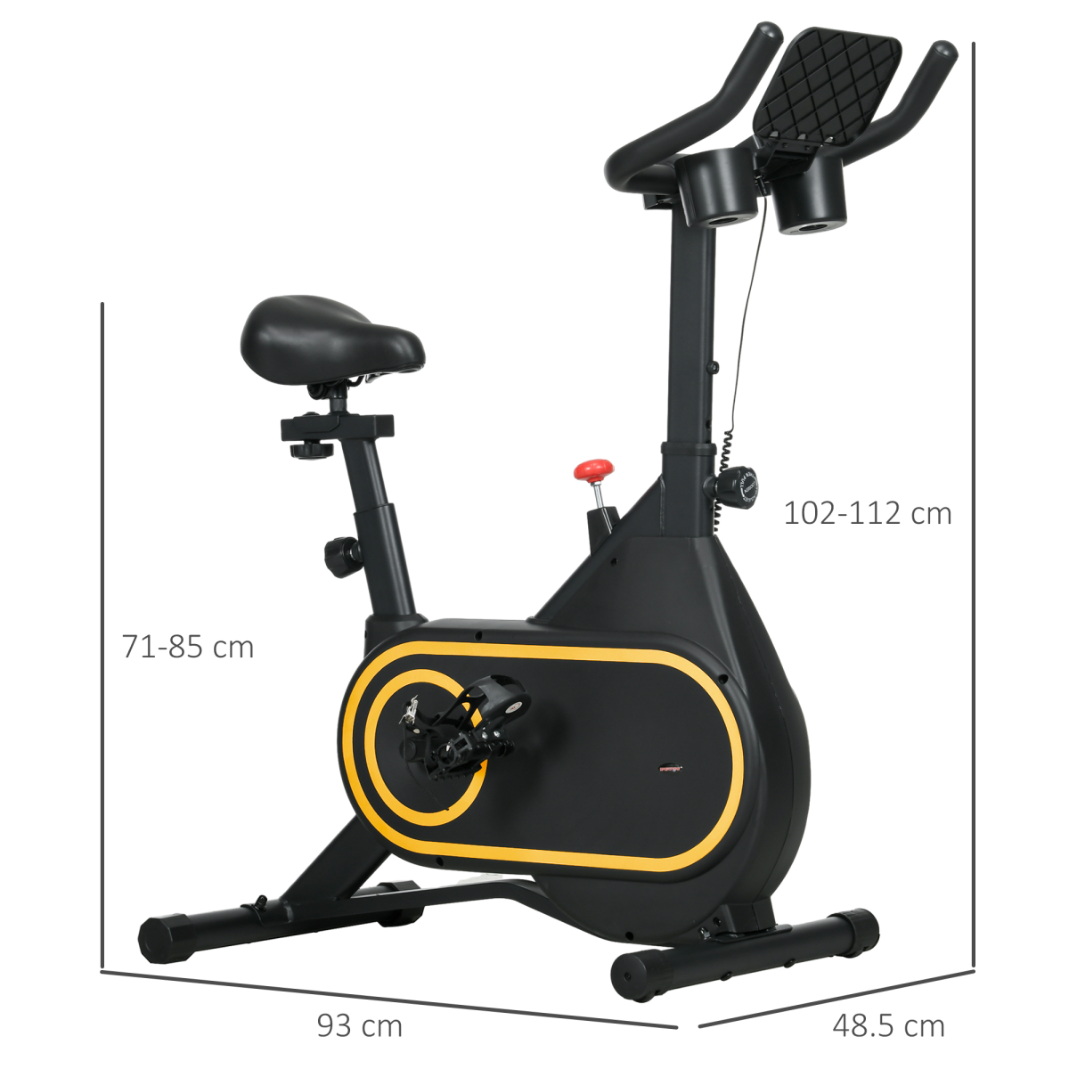 SPORTNOW Exercise Bike with 8 Resistance Levels, LCD Display & Tablet Holder – Belt-Drive Home Cardio Bike, Black