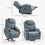 HOMCOM Lift Chair with Vibration Massage & Heat, 45° Lift and Recline – Riser Recliner, Grey