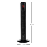 HOMCOM Freestanding Tower Fan with Oscillation, Multiple Speeds & Timer – 96cm Slim Cooling Fan, Black