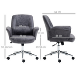 Vinsetto Retro Mid-Back Office Chair with Curved Armrests, Microfibre Leather – Swivel Desk Chair, Deep Grey