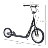 HOMCOM Teen Scooter with Adjustable Height, Dual Brakes, Big Rubber Wheels & Kickstand – Ages 5+