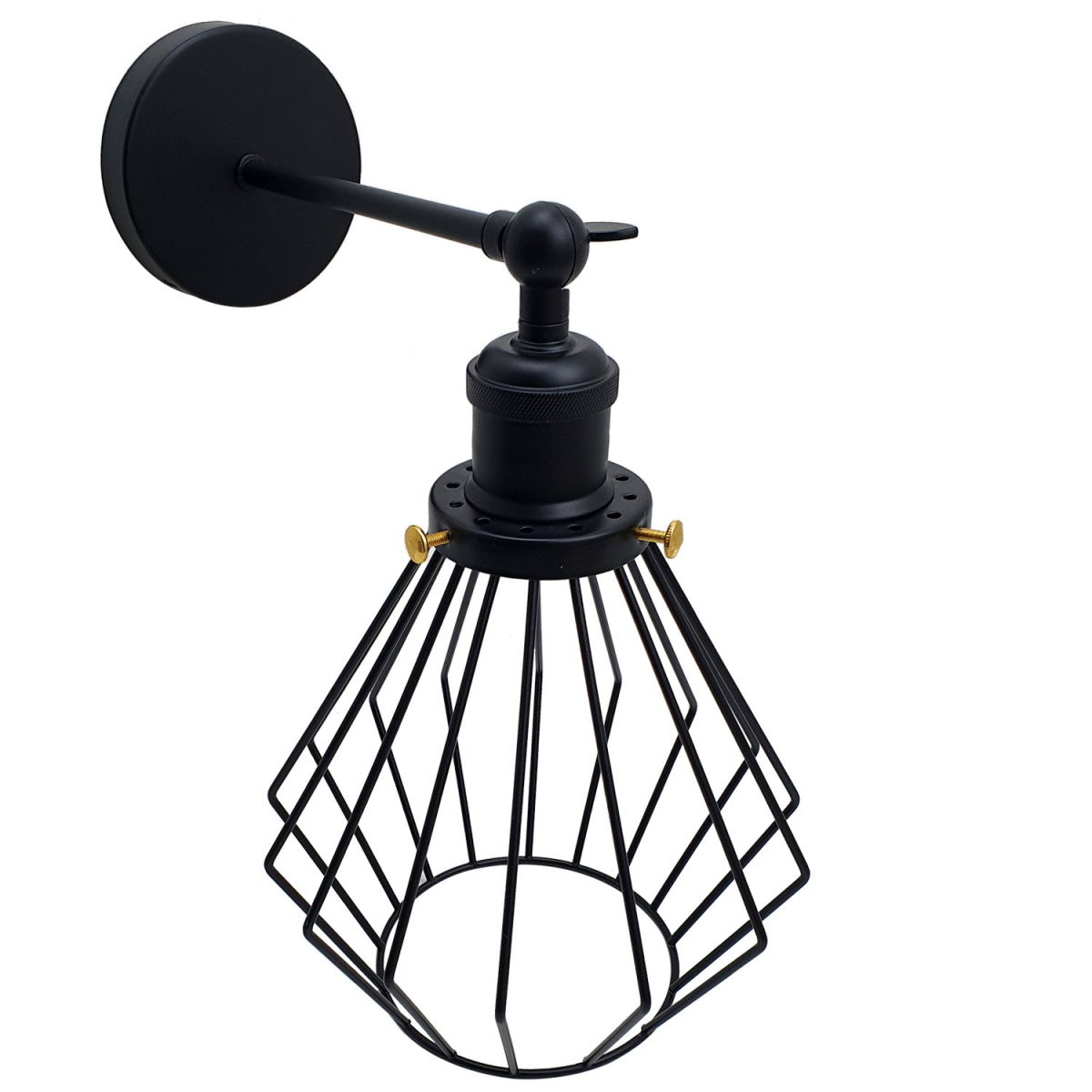 LEDSone Vintage Industrial Adjustable Cage Wall Lamp with E27 Holder – Retro Metal Wall Sconce, Black