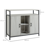 HOMCOM Sideboard with Steel Frame, 2 Doors and Adjustable Shelves – Hallway Storage Cabinet, Light Grey