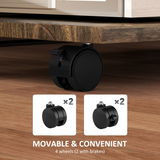 C-Shaped Side Table on Wheels with Tray Top & 2 Tiers – Sofa & Bed Side Table with Storage, Brown & Black