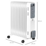 HOMCOM 2720W 11 Fin Oil Filled Radiator with 3 Heat Settings & Safety Cut-Off – Silent Portable Heater