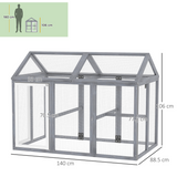 PawHut Wooden Chicken Run with Combinable Design, Lockable Doors & Mesh Wire – Coop for 1–3 Chickens, Grey