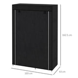 Chester Fabric Wardrobe with Hanging Rail, 6 Shelves and Roll-Up Door – Steel Frame Clothes Storage, Black