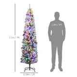 HOMCOM 7ft Artificial Christmas Tree with Flocked Tips, 250 LED Lights & Decorations – Indoor, Green